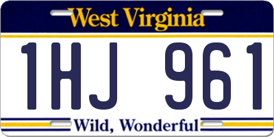 WV license plate 1HJ961