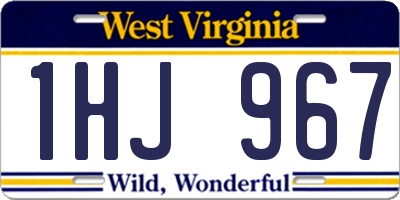 WV license plate 1HJ967