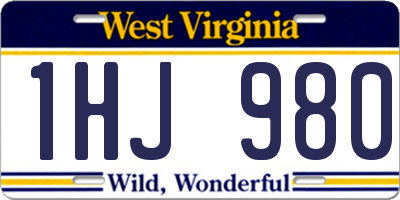 WV license plate 1HJ980