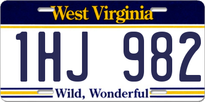 WV license plate 1HJ982