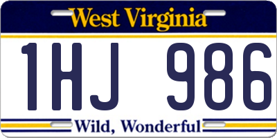 WV license plate 1HJ986