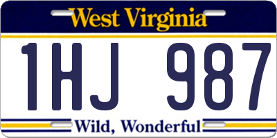 WV license plate 1HJ987