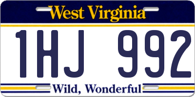 WV license plate 1HJ992