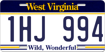 WV license plate 1HJ994