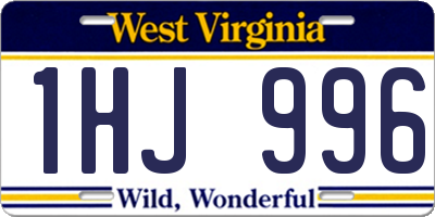 WV license plate 1HJ996