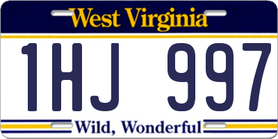 WV license plate 1HJ997