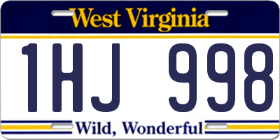 WV license plate 1HJ998