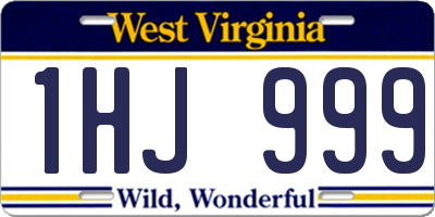 WV license plate 1HJ999