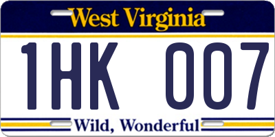 WV license plate 1HK007