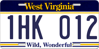 WV license plate 1HK012