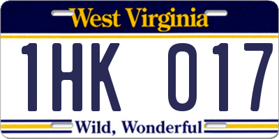 WV license plate 1HK017