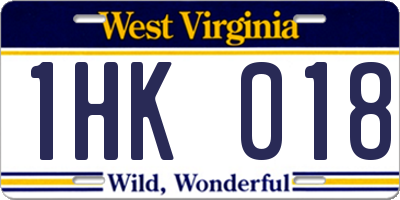 WV license plate 1HK018