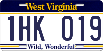 WV license plate 1HK019