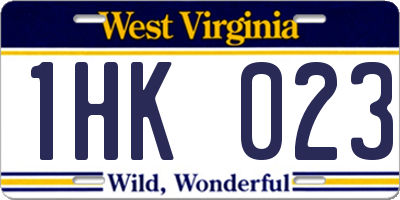 WV license plate 1HK023