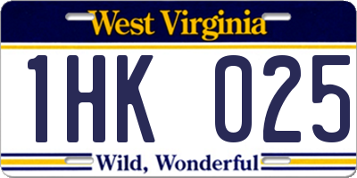 WV license plate 1HK025