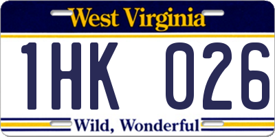 WV license plate 1HK026