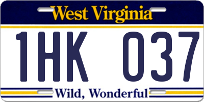 WV license plate 1HK037