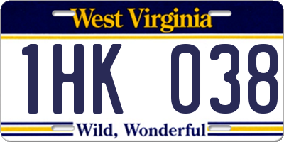 WV license plate 1HK038