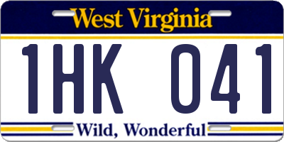 WV license plate 1HK041