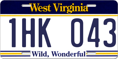 WV license plate 1HK043