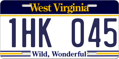 WV license plate 1HK045