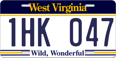 WV license plate 1HK047
