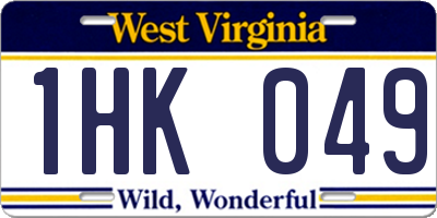 WV license plate 1HK049