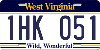 WV license plate 1HK051
