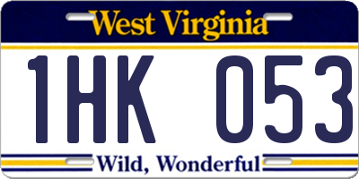 WV license plate 1HK053