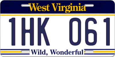WV license plate 1HK061