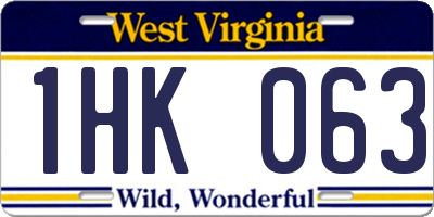 WV license plate 1HK063