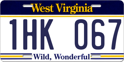 WV license plate 1HK067