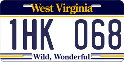 WV license plate 1HK068