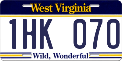WV license plate 1HK070