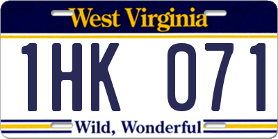 WV license plate 1HK071
