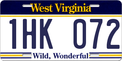 WV license plate 1HK072
