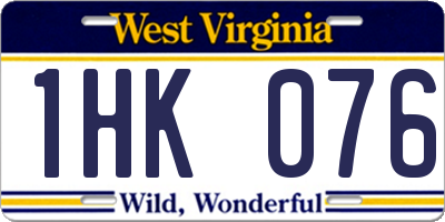 WV license plate 1HK076