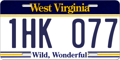 WV license plate 1HK077