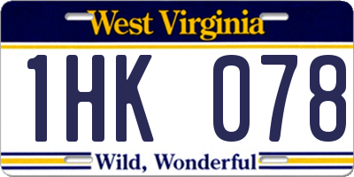 WV license plate 1HK078