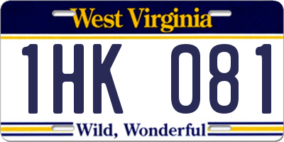 WV license plate 1HK081