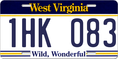 WV license plate 1HK083