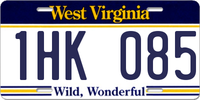 WV license plate 1HK085