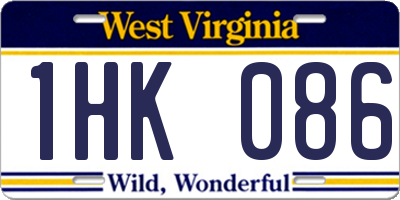 WV license plate 1HK086