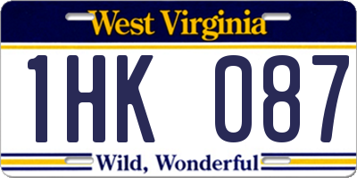 WV license plate 1HK087