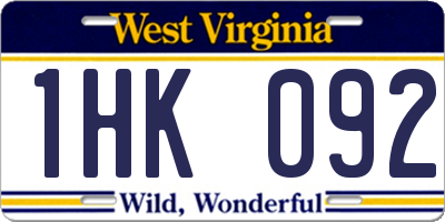 WV license plate 1HK092