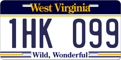 WV license plate 1HK099