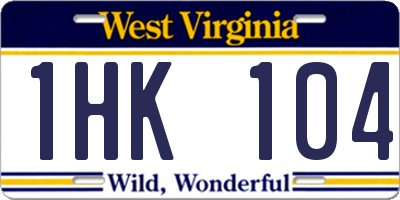 WV license plate 1HK104