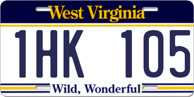 WV license plate 1HK105