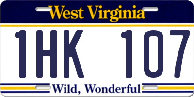 WV license plate 1HK107