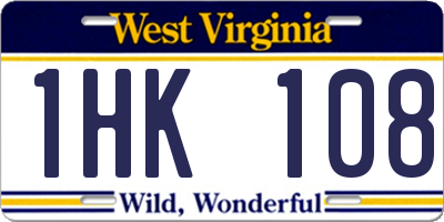 WV license plate 1HK108